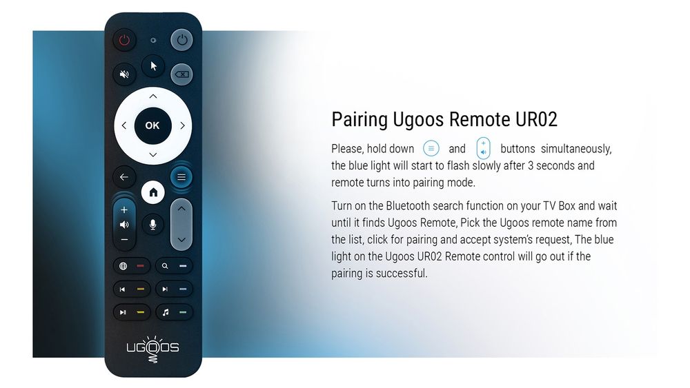 Ugoos UR-02 Bluetooth-пульт аэромышь  голосовой для Android  Приставок