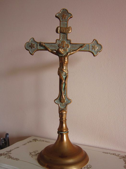 cadou deosebit rar alama aurita crucifix/cruce vintage colectie Franta