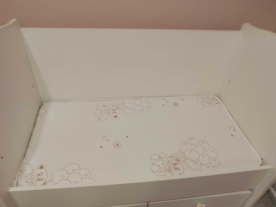 Детска кошара с решетка и двулицев матрак