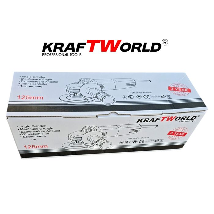 Ъглошлайф 125 мм KraftWorld с плавен старт и регулиране на оборотите