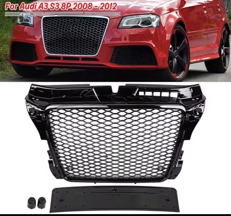 Grila Centrala Fagure Fara Sigla Logo Sport RS3 A3 8P Facelift FL 2008-2012 Negru Lucios Nou