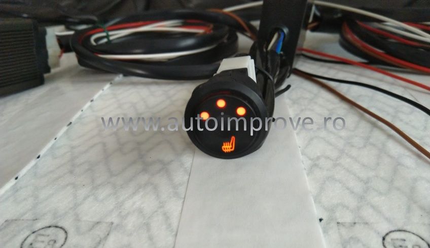 Kit Incalzire Scaun Fibra de Carbon - buton rotund 3 trepte PUSH