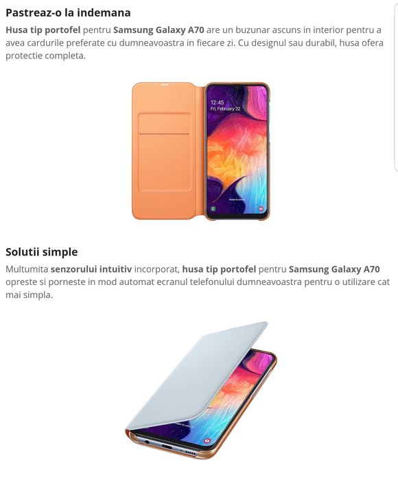 Husa flip smart activa originala Samsung Wallet Cover Galaxy A70 A705