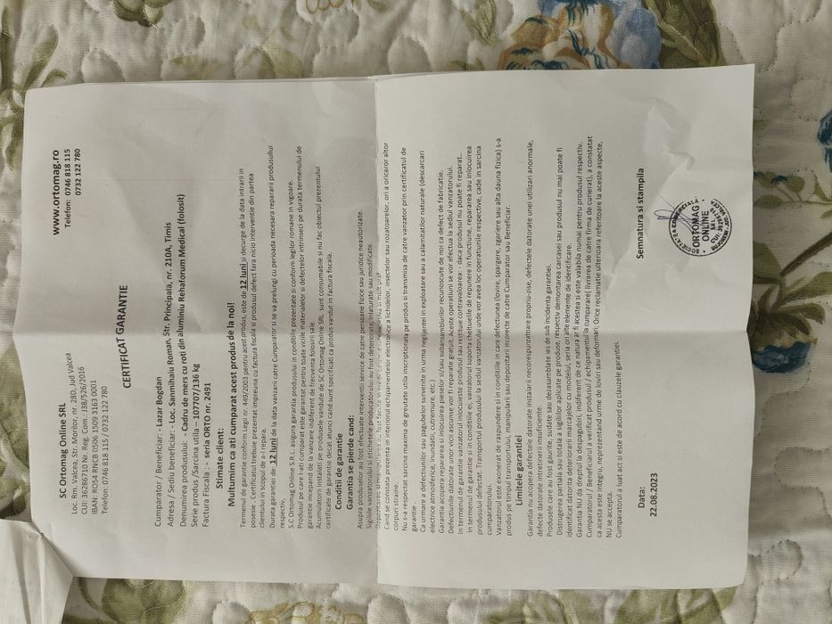 Cadru cu roti pentru perasane cu dizabilitati