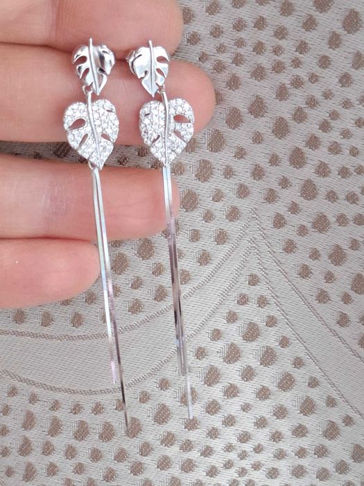 Сребърни висящи обици