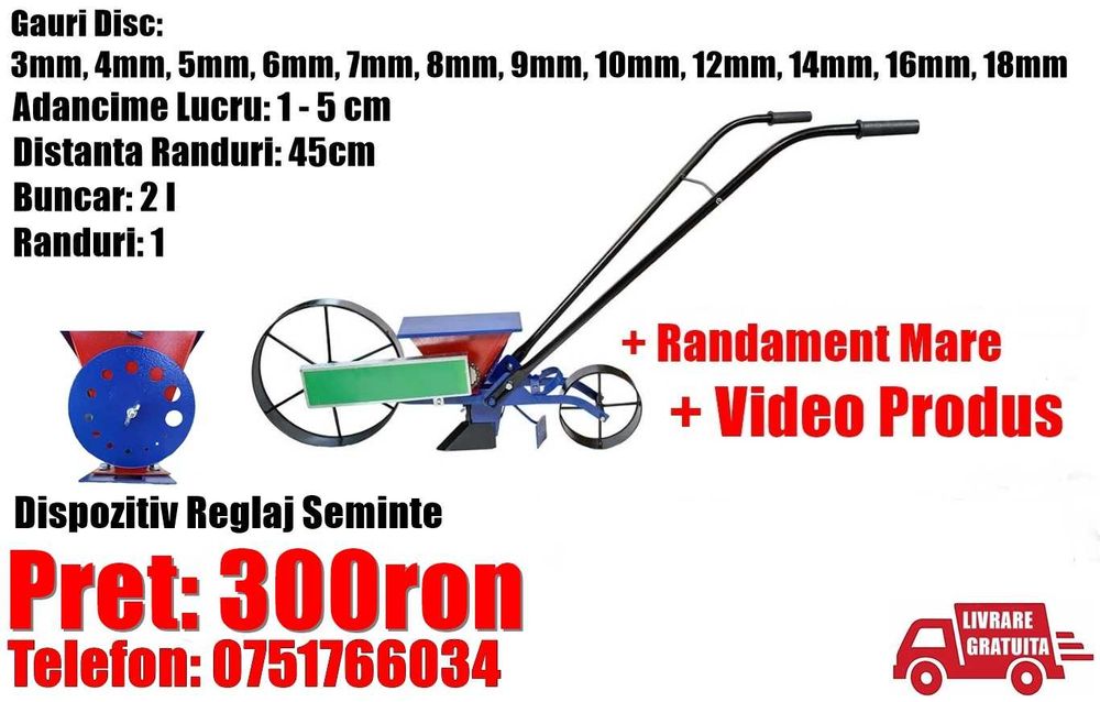 Semanatoare Plantator Reglaj Seminte Legume Cereale LivratGRATUIT 1