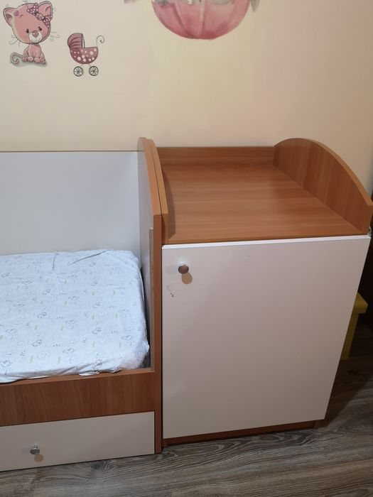 Детско дървено легло с предпазен борд (2-6 години) + шкаф