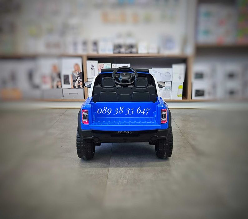 ТОП ЦЕНАНОВО!Акумулаторен джип RAM POLICE BLUE с 12V батерия,EVA гуми,сигнални светлини,,USB,дистанционно
