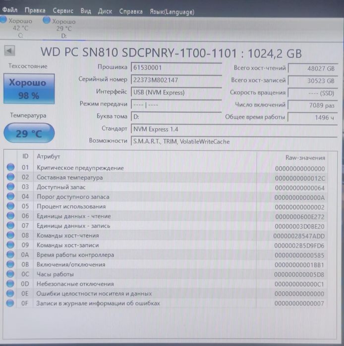 SSD NVMe 1TB Western Digital  1тб