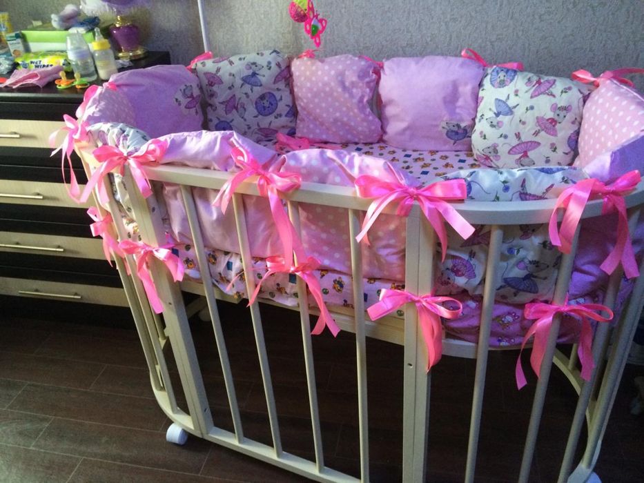 Детская кроватка трансформер, с подушками