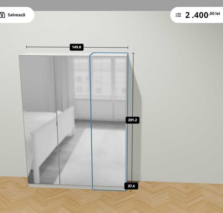 Vand dulap Ikea, adancime 37cm