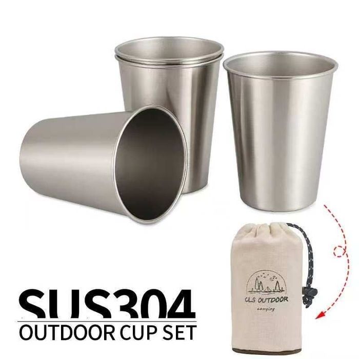 Набор походных стаканов нобана сталь sus 304 .350 ml 6 штук