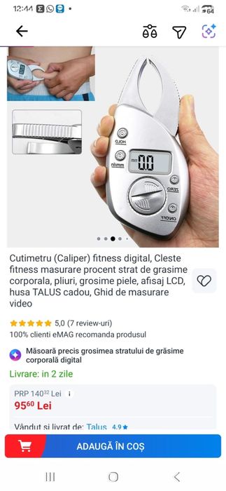 Cutimetru (Caliper) fitness digital, Cleste fitness