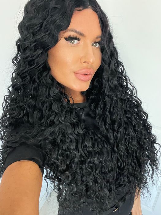 Peruca  lunga afro bruneta volum bogat front lace