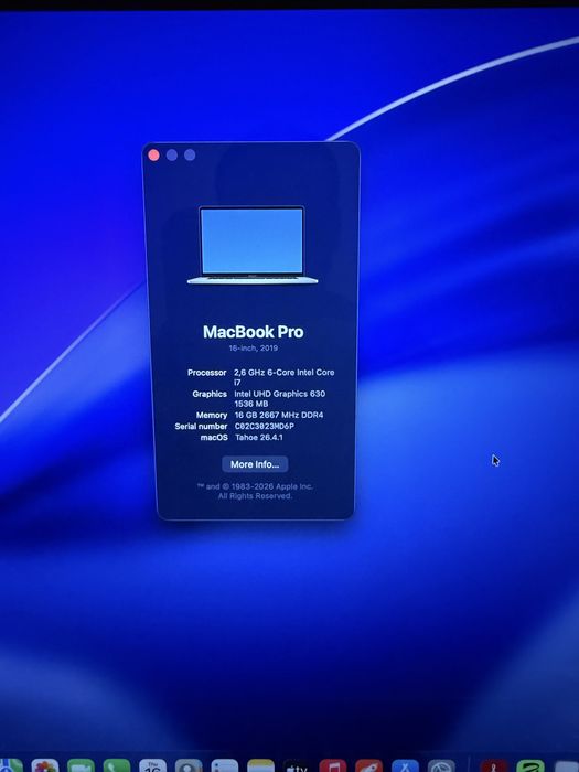 MacBook Pro 16" (2019) / Core i7 / 16GB RAM / почистван в сервиз