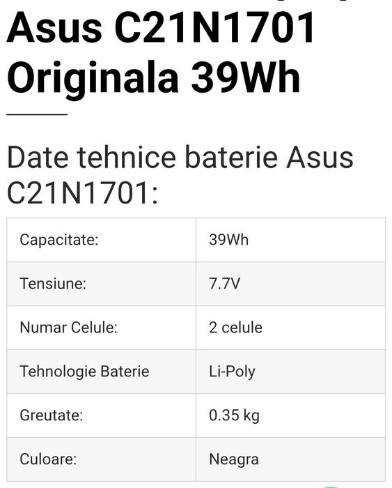 Vand baterie Laptop ASUS