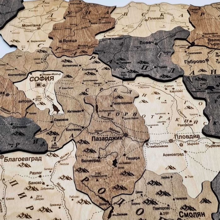 Дървена 3D карта на България – уникален декор за вашия дом или офис