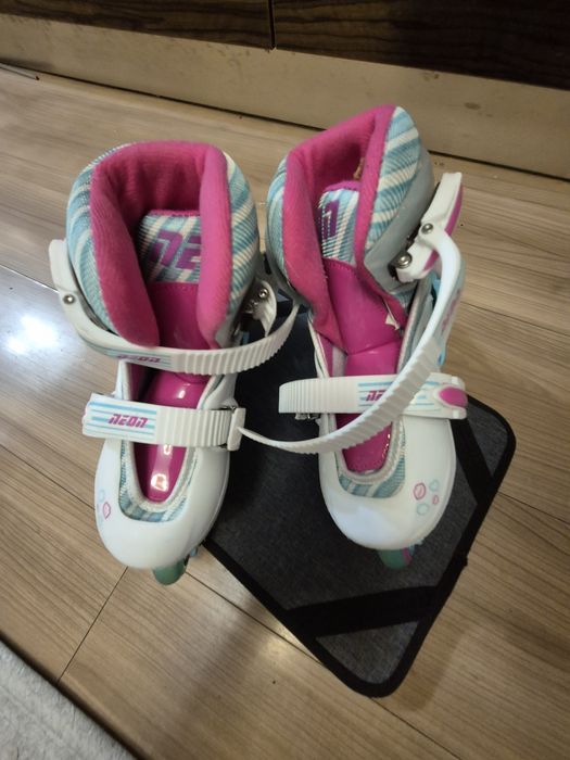 30- 33 Регулируеми ролери Raven Loret, LED колела, тюркоаз/розов