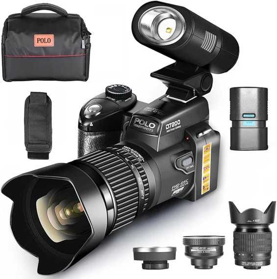 Camera foto video digitala cu 3 obiective POLO D7200 33MP Professional DSLR