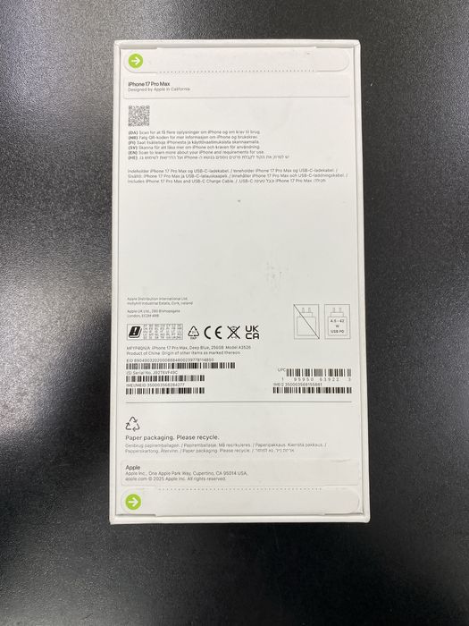 iPhone 17 PRO MAX нов запечатан 256GB Deep Blue син