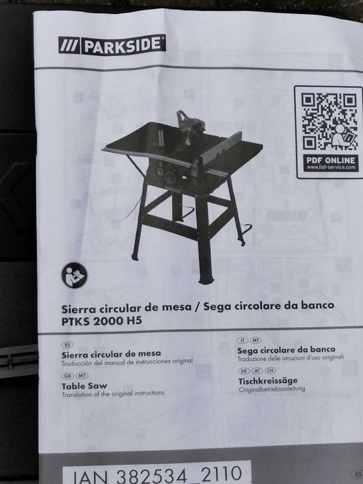 2200W Нов Дърводелски Циркуляр Parkside PTKS Настолен Диск 255мм