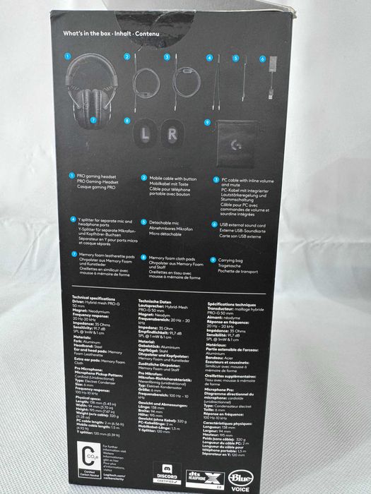 Слушалки геймърски  - Logitech Pro X