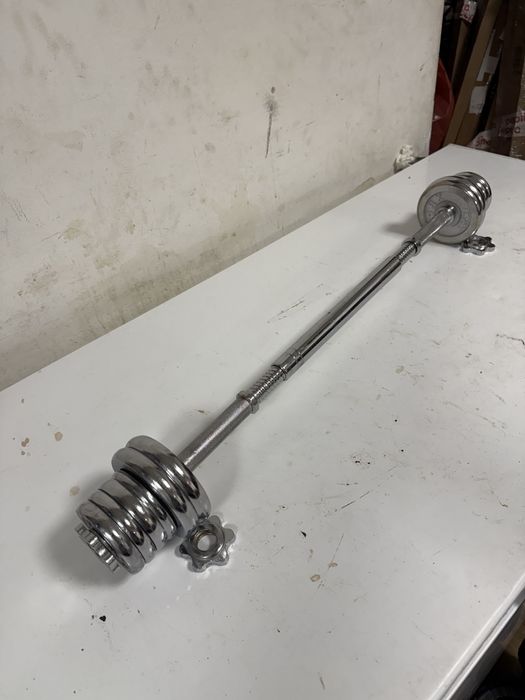 Gantere cu bara de legatura otel crom, pret 350 lei