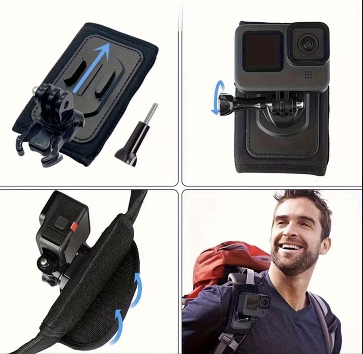 Поставка за раница,съвместима с GoPro,Insta 360,iPhone и др.