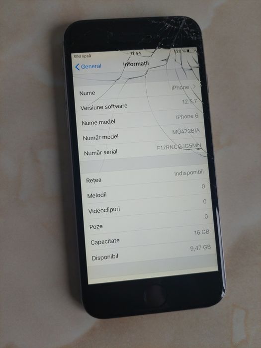 [6] Vând Apple iPhone 6 [spart] [cu bypass făcut] //poze reale