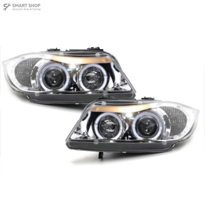 Faruri BMW Seria 3 E90 E91 (03.2005-08.2008) Angel Eyes Crom
