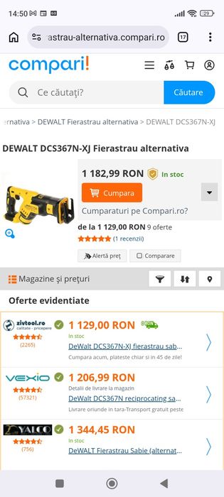 Fierăstrău sabie DEWALT DCS 367 an 2025