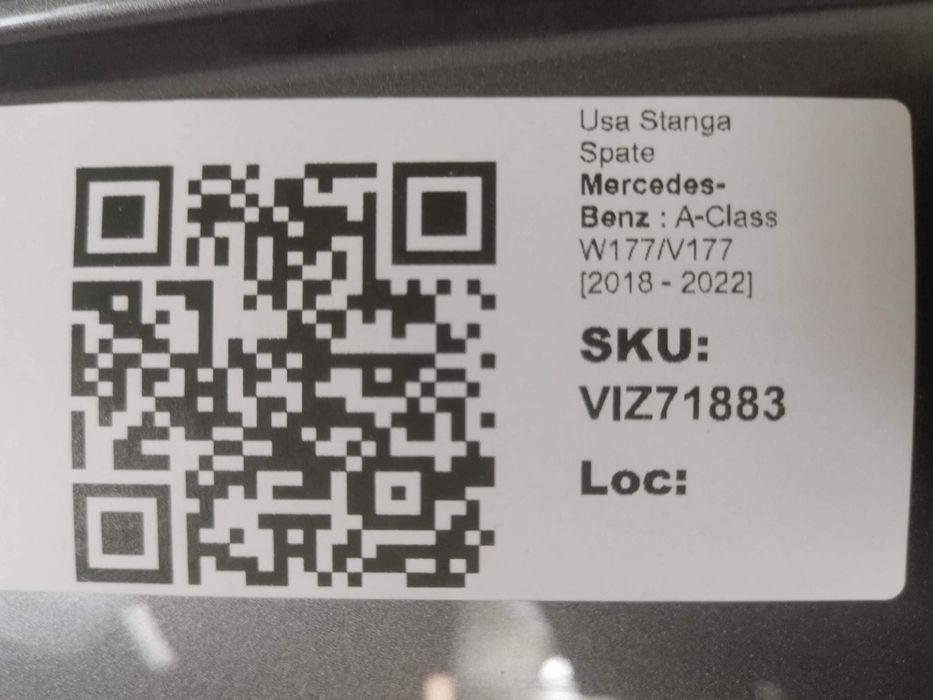 Usa Stanga Spate Mercedes-Benz  A-Class W177/V177 2018 2019 2020 2021