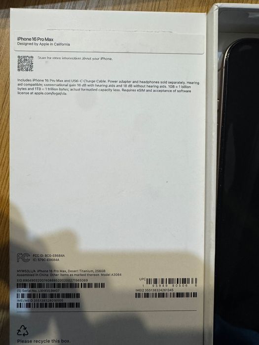 Vand  IPHONE 16Pro max 256