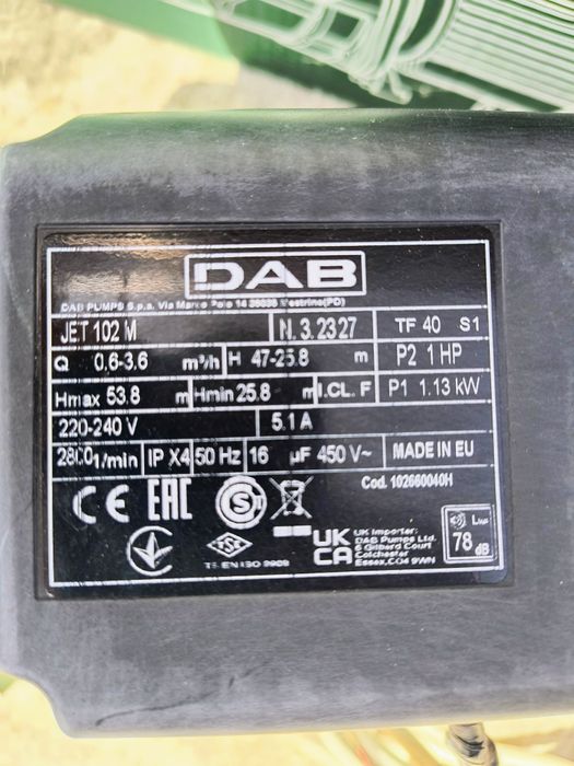 Pompa hidrofor DAB jet 102M cu defect