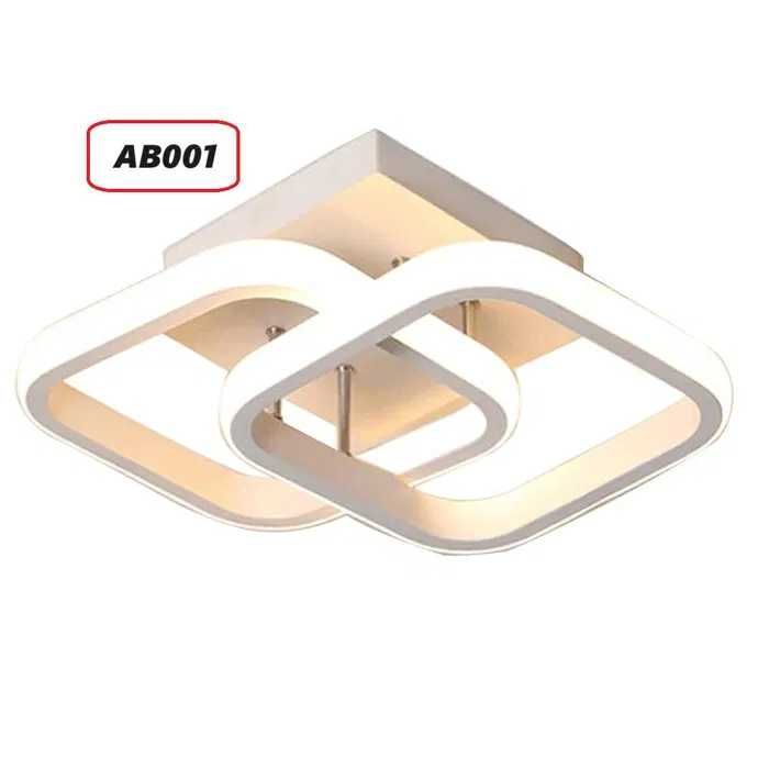 LED плафониера абажур 22W 2 форми, Квадратни,Топла светлина 3000K, Бял