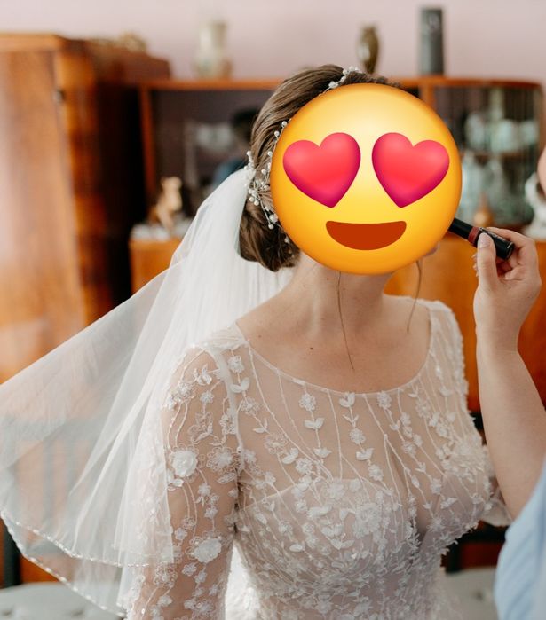 Rochie de mireasă ivoire elegantă, mărime reglabilă 36-42, cu mâneci