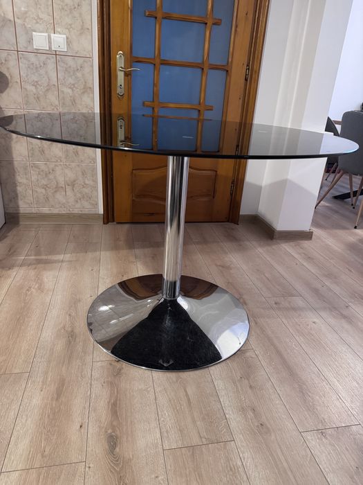 Masa rotunda sticla securizata 110 cm