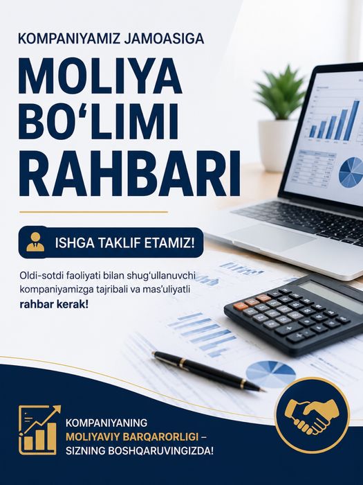 Vakansiya: Moliya bo’limi rahbari