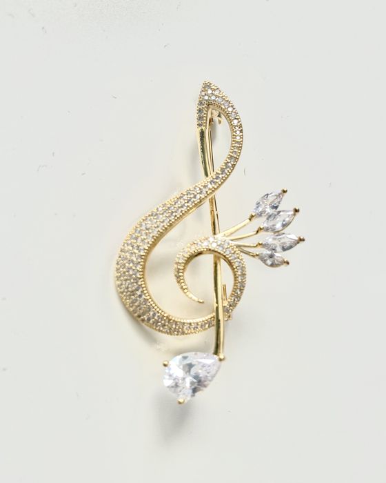 Brosa Cheia Sol placata cu aur si cristale Swarovski