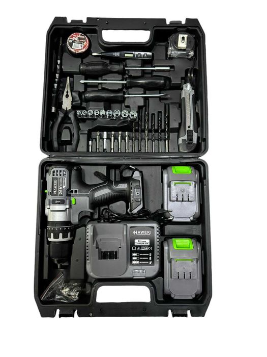 Акумулаторен ударен винтоверт 24V 4.0Ah с инструменти HAWEK