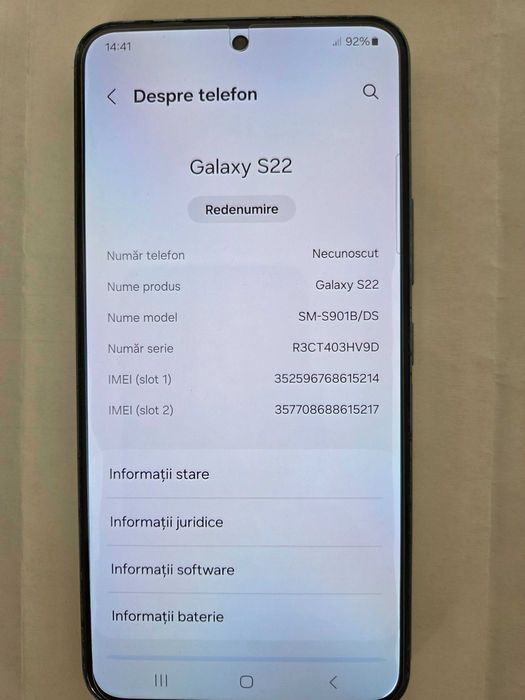 Samsung S22 - 5G dual sim 256 memory Gb- 8Gb Ram, achizitie 21.04.2022. NU ma intereseaza schimburi, doar vinzare!