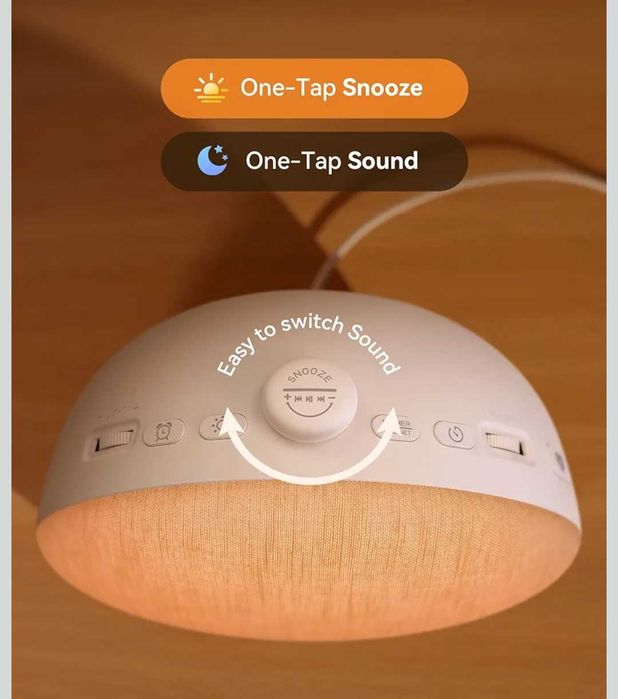 Dreamegg Sunrise 2 - Будилник с изгрев, звукова машина за сън,29 успокояващи звука,машина за бял шум