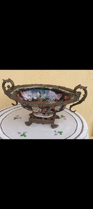 Fructiera Craquelle, Bronz și porțelan