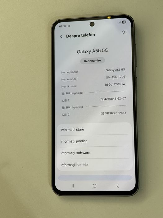 Samsung Galaxy A56 -256 Gb -8 Gb ram -25 cicluri - ca nou