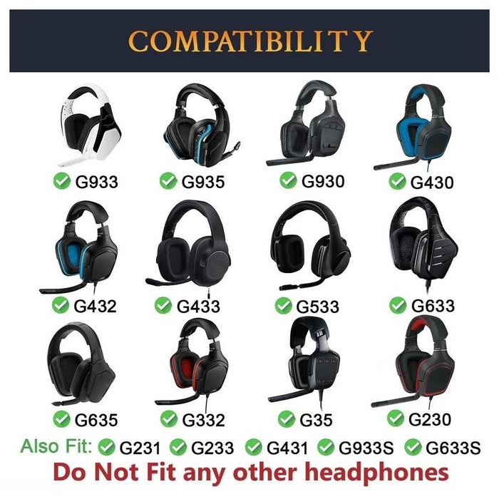 Set 2 bureti pentru casti Logitech G935 G933S G933 G930 / G635 G633S G633 / G533 / G433 G432 G431 G430 / G332 G331 / G233 G231 G230 / G35 / F450