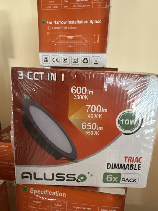 Bec Incastrat Spot LED ALUSSO,10W reglaj,100mm,pach 6 buc,clasaE,IP44
