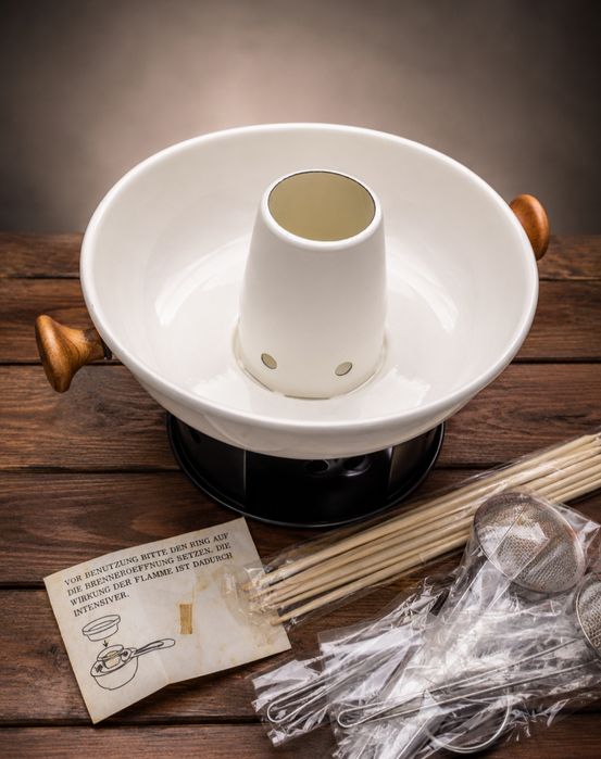 Нов ретро комплект за азиатско фондю / Монголско огнище (Hot Pot) – пълен комплект