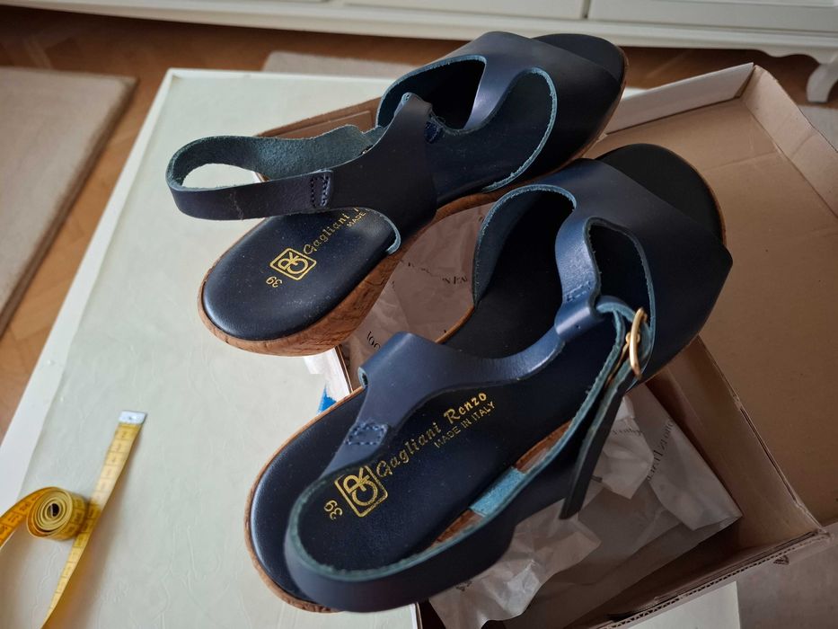 Sandale Noi Italia piele naturala marime 39 bleumarin, 24.5 cm