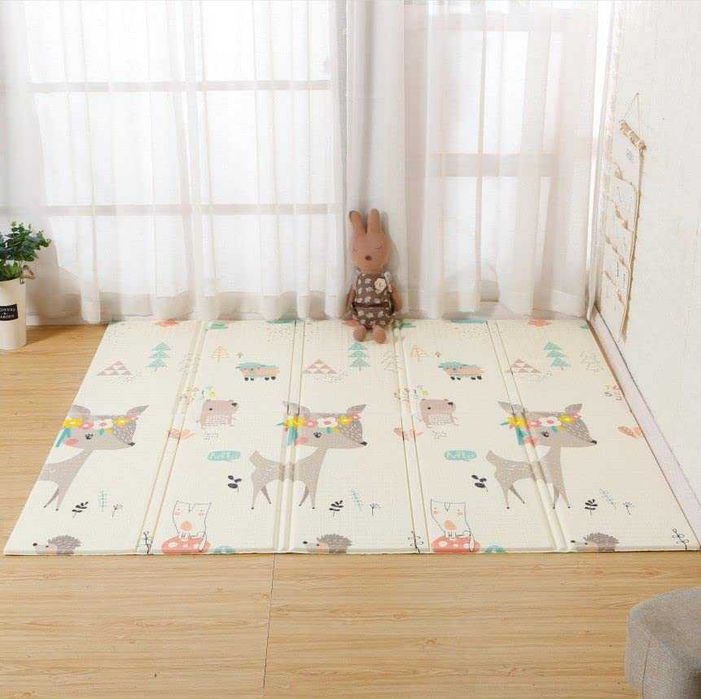 Мек двулицев детски килим, Водоустойчив, 200х180см, Сгъваем