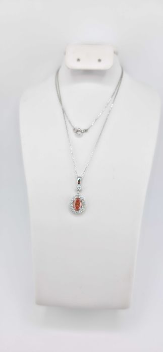 Lant aur alb si pandantiv 14k cu diamante Fancy coloured lab-grown diamond